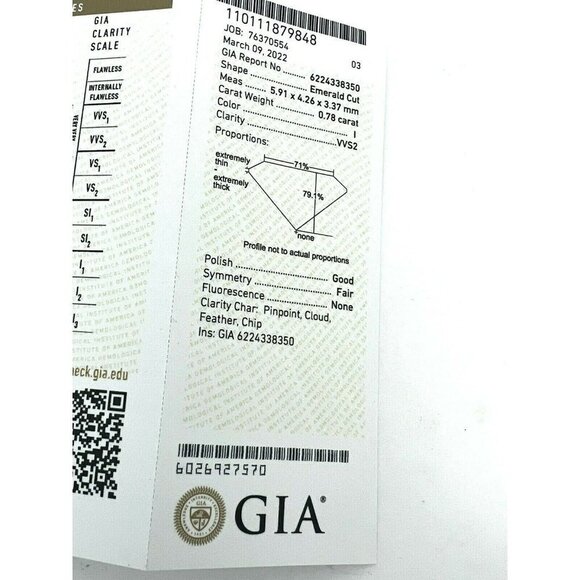 GIA Certified Loose Diamond 0.78ct I VVS2 Emerald Shape For an Engagemen… - Picture 9 of 12